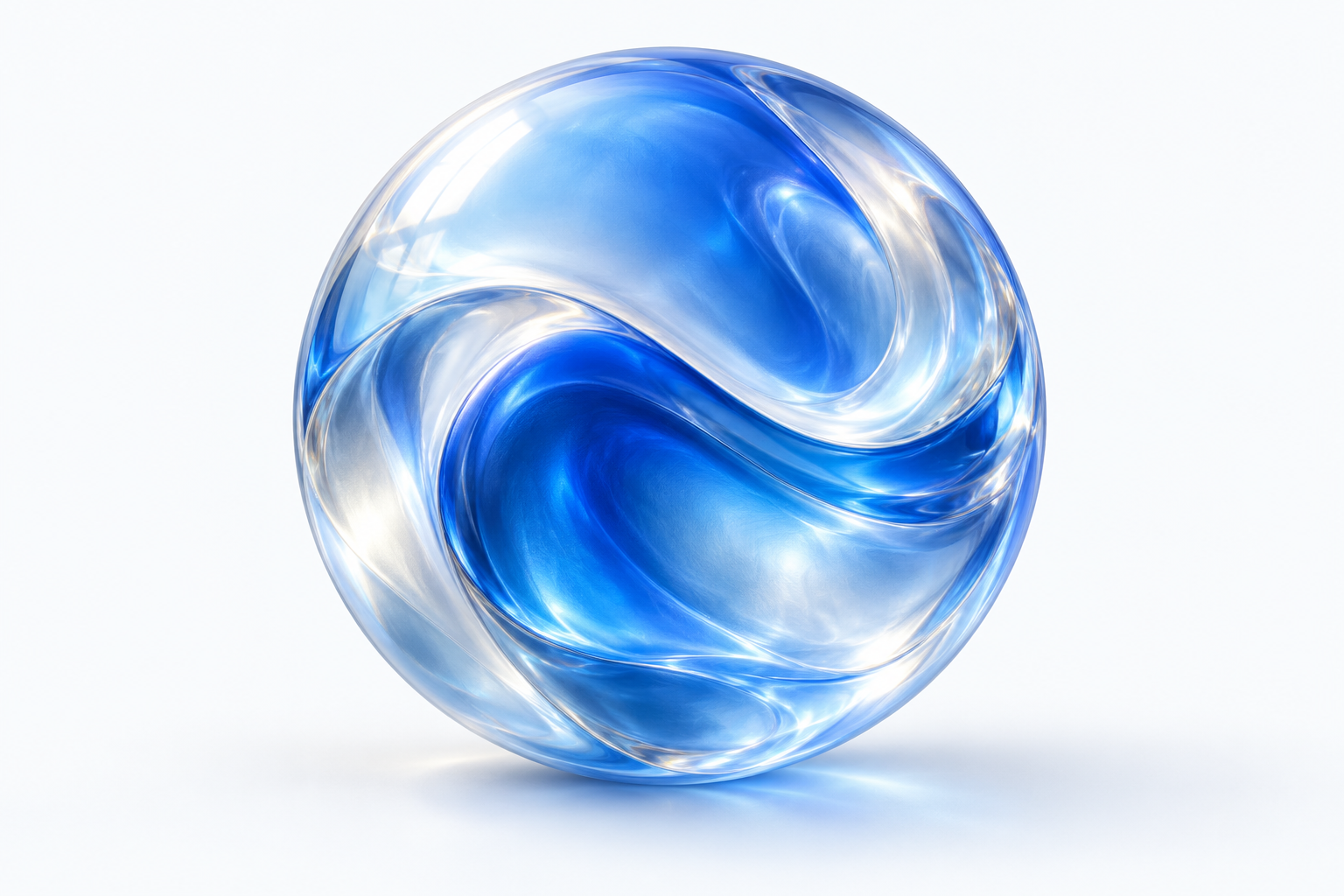 Luminous blue and pearl fluid voice orb