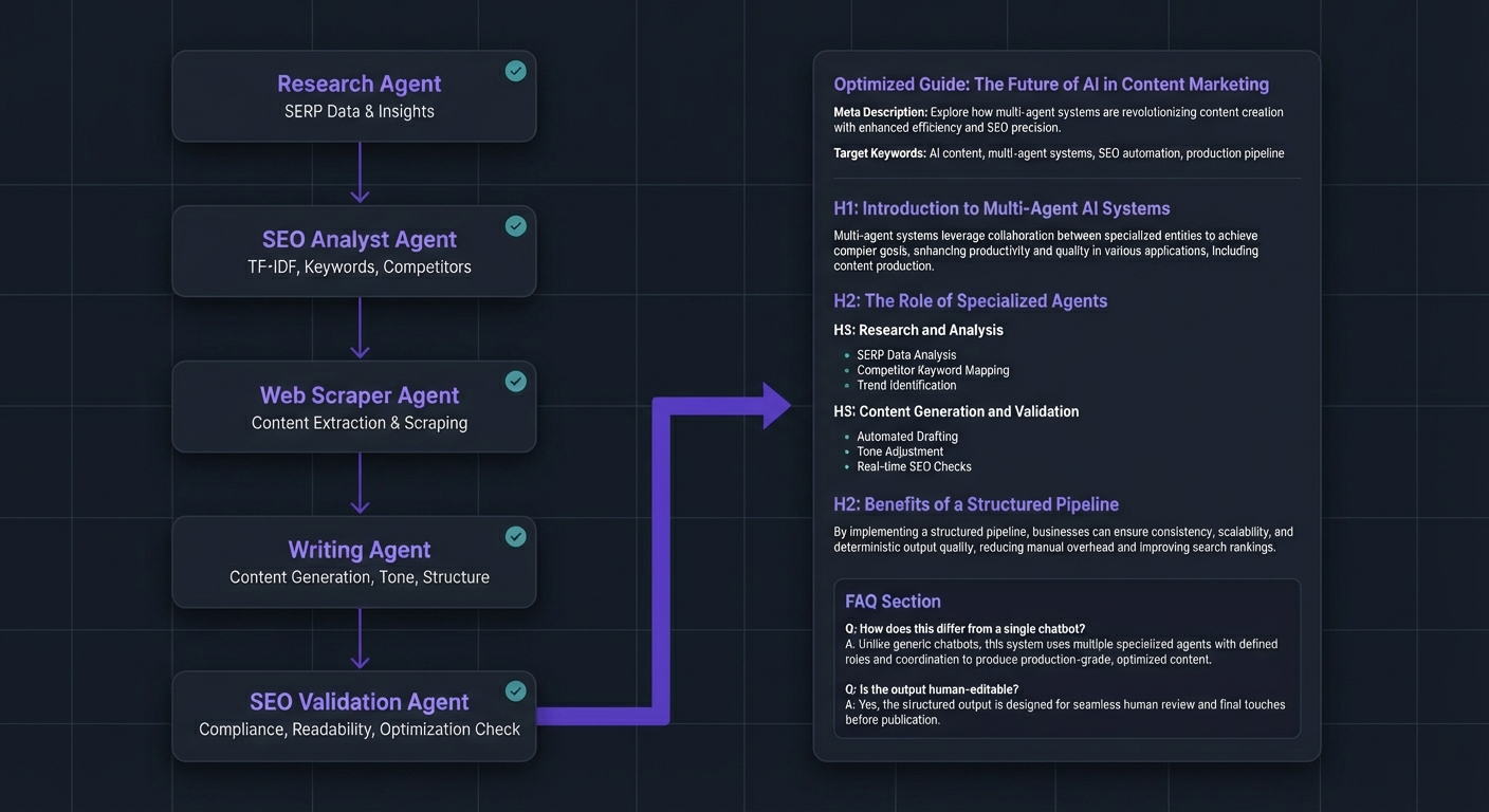 SEO content created and optimized by AI agents